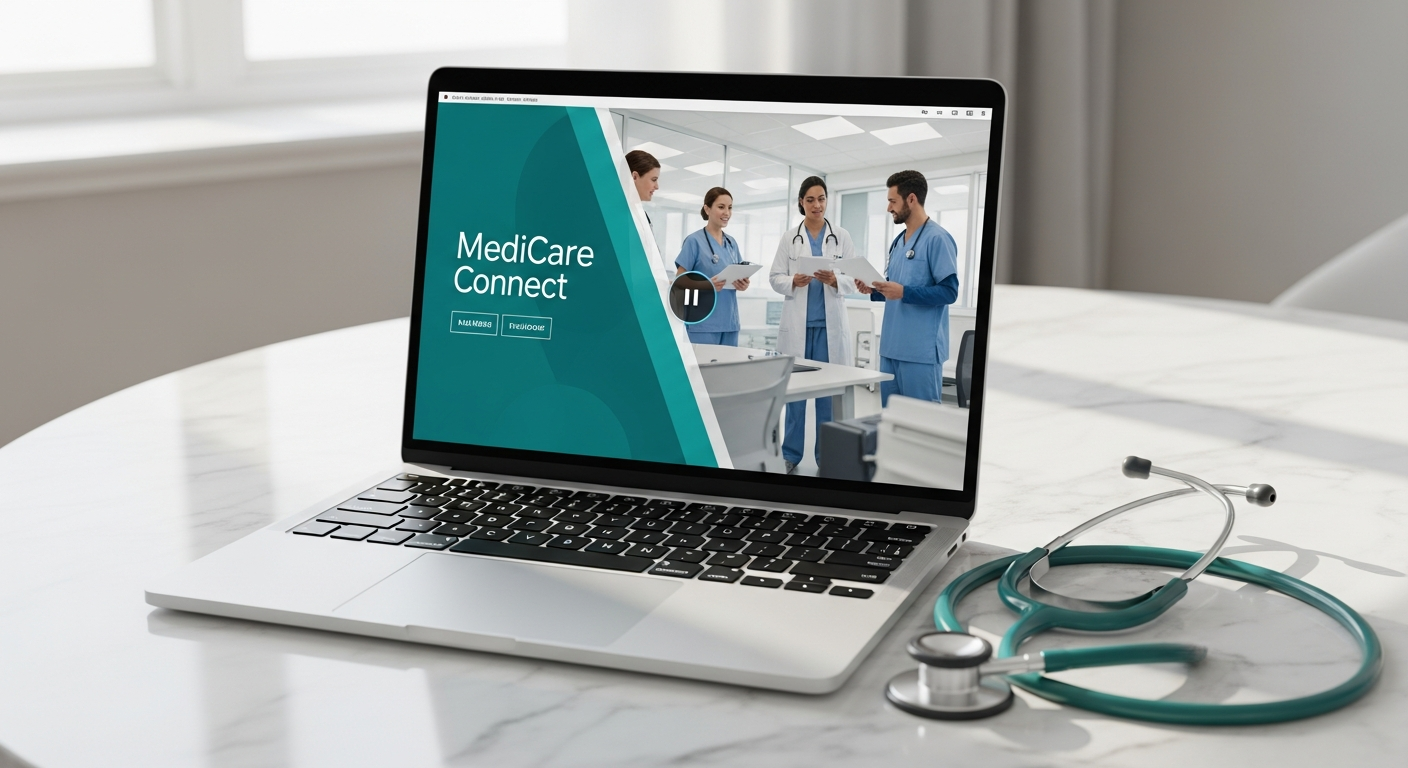 Medical video ad on laptop