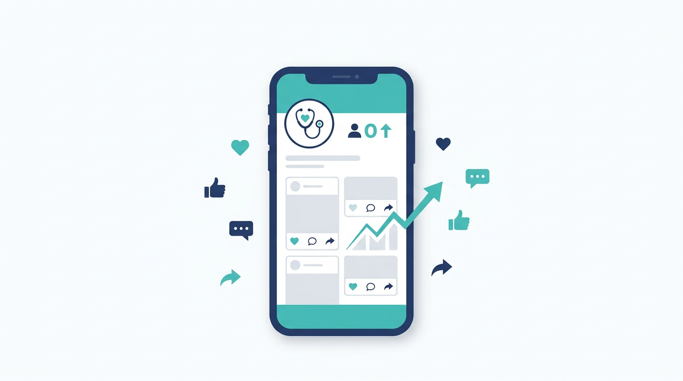 Social media marketing for a healthcare practice with posts and follower growth